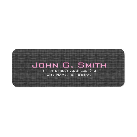 Simple Clean Black Linen Burlap Texture Return Address Label