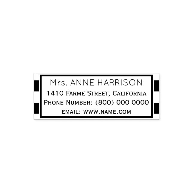 simple & clean classic address information framed self-inking stamp (Design)