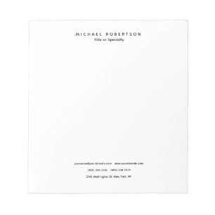 Simple Clean Elegant Modern Minimalist Black White Notepad