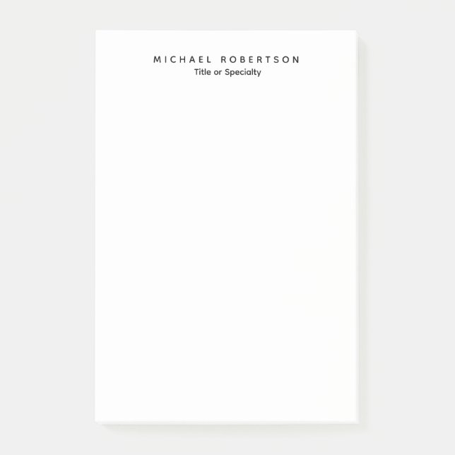 Simple Clean Elegant Modern Minimalist Black White Post-it Notes (Front)