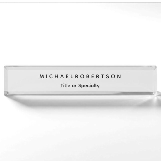 Simple Clean Elegant Modern Minimalist Grey Nameplate (Front)