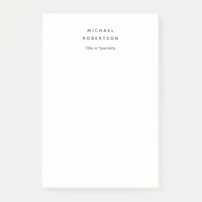 Simple Clean Elegant Modern Minimalist White Post-it Notes (Front)