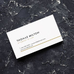 Simple Clean Elegant White Golden Line Consultant Business Card<br><div class="desc">Elegant customizable business card template with white background and faux gold line. Perfect for consultants,  lawyers,  attorneys or finance related professionals.</div>
