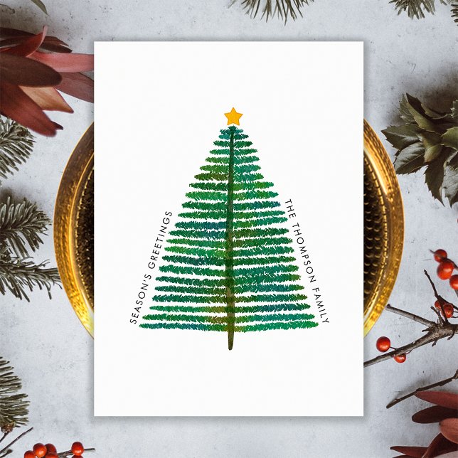 Simple Clean Minimal Minimalist Christmas Tree Holiday Card (Front)