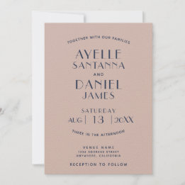 Simple Clean Minimal Sepia Rose Faire-part de mari