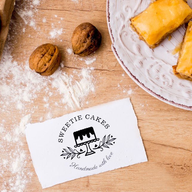 Simple, Clean & Minimal Style Bakery Cake Logo Rubber Stamp (Creator Uploaded)