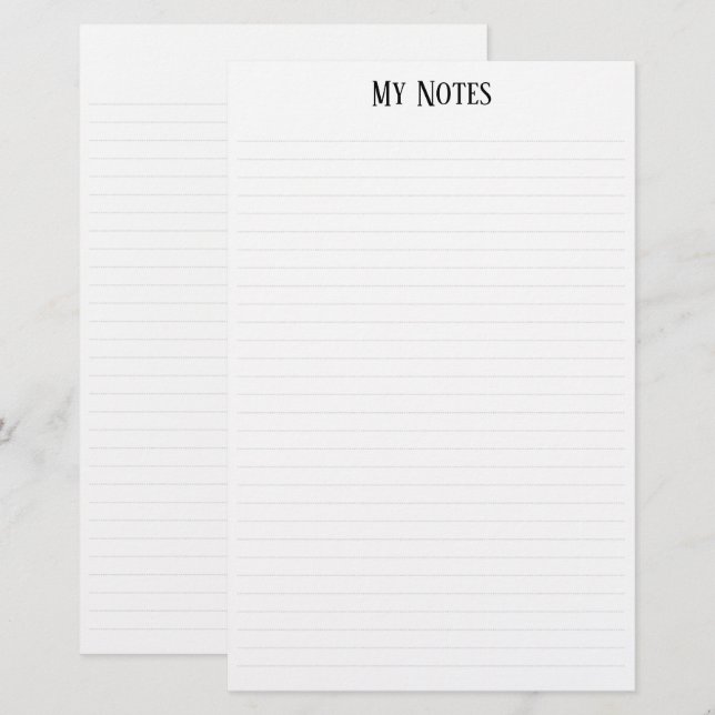 Simple Clean Minimalist Dotted Lines personalize Stationery (Front/Back)