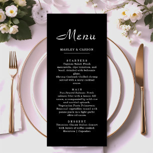 Simple Clean Minimalist Script Sleek Black Wedding Menu