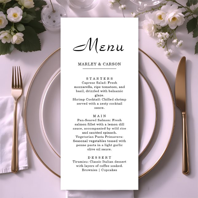 Simple Clean Minimalist Script Wedding Menu (Creator Uploaded)