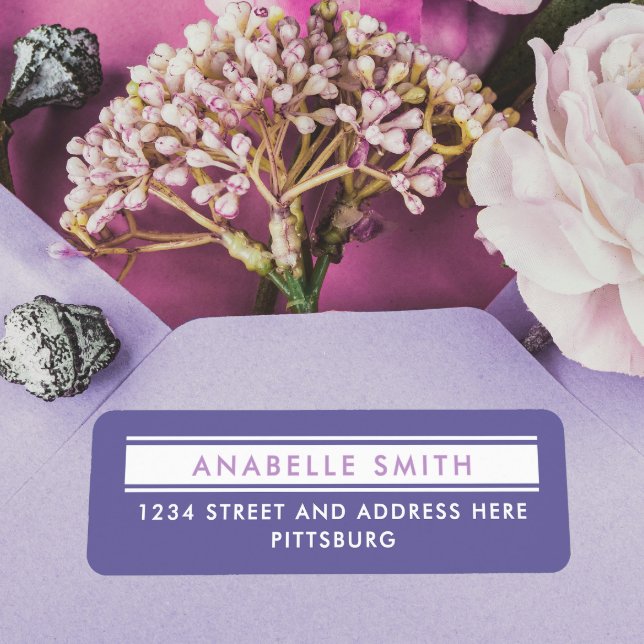 Simple Clean Purple White Adresse de retour Typo (Créateur téléchargé)