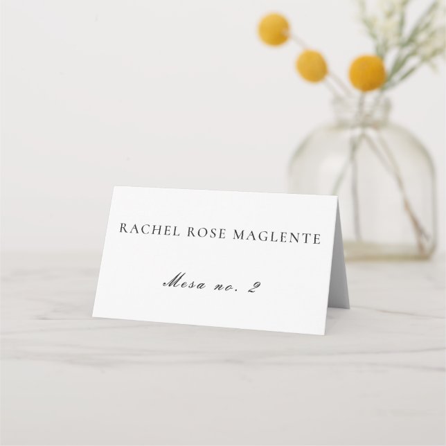 Simple Clean Spanish Language Boda Wedding Place Place Card (Front)
