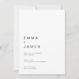 Simple Clean Ultra Minimalist Wedding Invitation