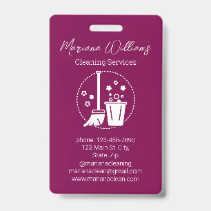 simple cleaning services logo black chic red badge