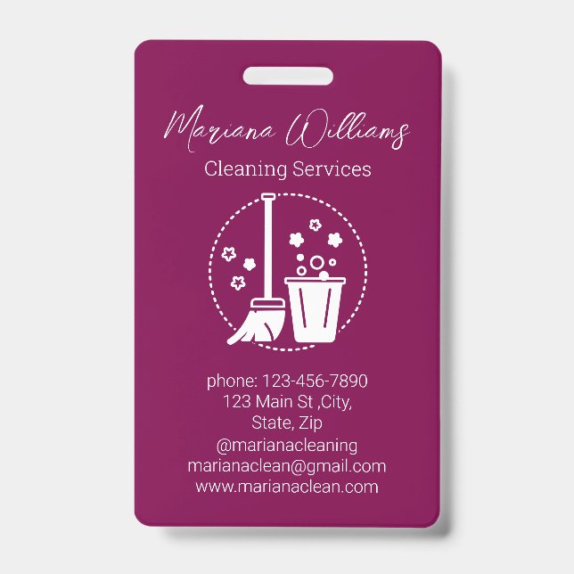  simple cleaning services logo black chic red badge (Front)