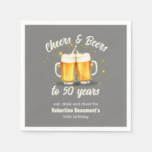 Simple Clinging Glasses Cheers Beers to 50 Years Napkin