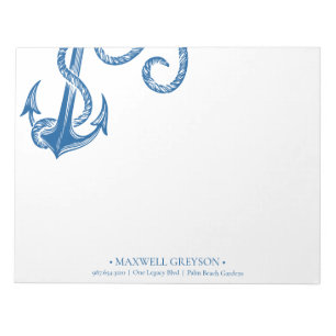 Simple Coastal Blue Anchor Notepad