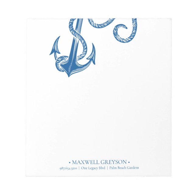 Simple Coastal Blue Anchor Notepad (Front)