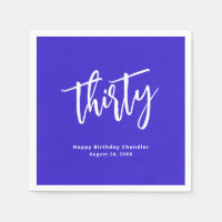 Simple Cobalt Blue 30th Birthday Party Napkins