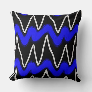 Simple Cobalt & White Zig Zags Chevron Pattern Throw Pillow