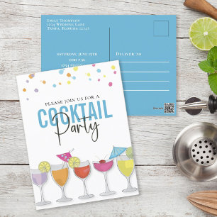 Simple Cocktail Party Modern Minimalist Invitation Postcard