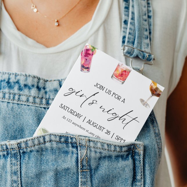 Simple Cocktails Girls Night bachelorette party Invitation (Creator Uploaded)