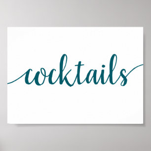 Simple Cocktails   Teal Aqua Any Event Bar Sign