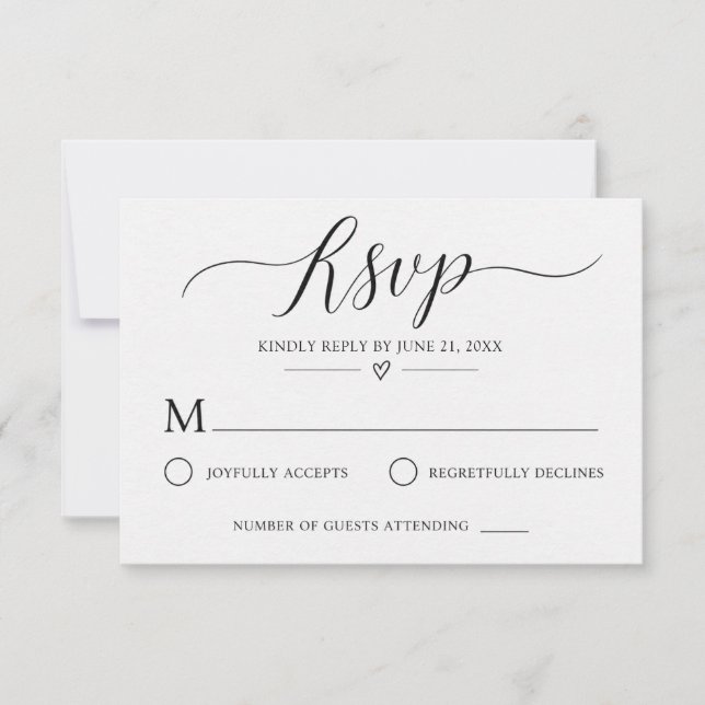 Simple Code QR Mariage Réponse Noir & Blanc (Devant)