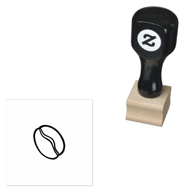 Simple Coffee Bean Line Art Rubber Stamp (Stamped)