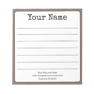 Simple Coffee Brown Retro Add Your Name Lined  Notepad