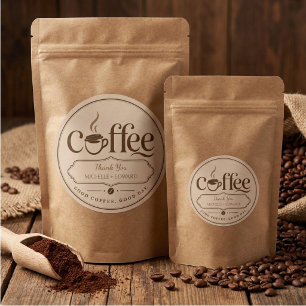 Simple Coffee labels rustic brown beans