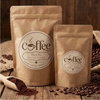 Simple Coffee labels rustic brown beans