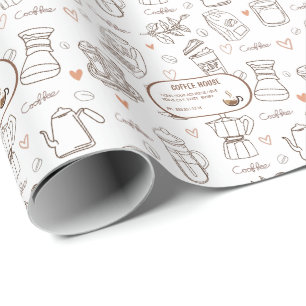 Simple Coffee Pattern Background Personalized  Wrapping Paper