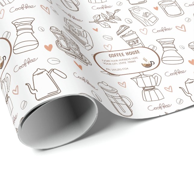 Simple Coffee Pattern Background Personalized  Wrapping Paper (Roll Corner)