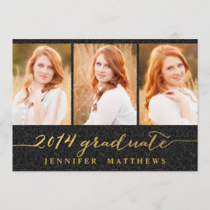 Simple Collage Glitter Graduation Party Invitation