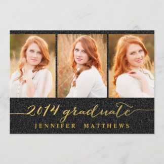 Simple Collage Glitter Graduation Party Invitation