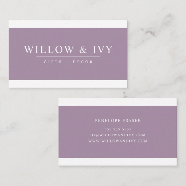 SIMPLE COLOR BAND modern minimal mauve purple Business Card (Front/Back)