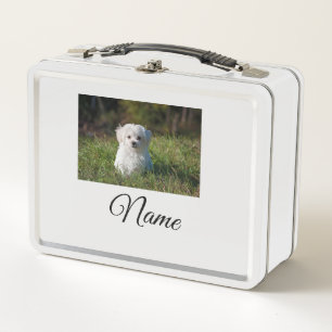 Simple colorful animal add name photo custom throw metal lunch box