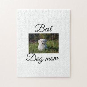 Simple colorful animal add name photo dog mom gift jigsaw puzzle