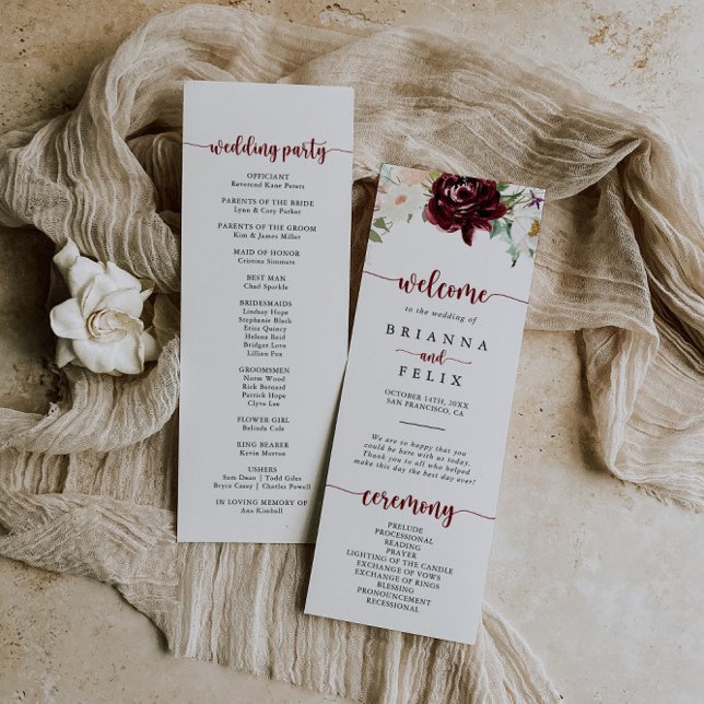 Simple Colorful Classic Floral Wedding Programme (Créateur téléchargé)