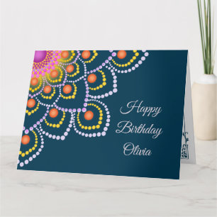 Simple Colorful Dot Mandala Happy Birthday Card