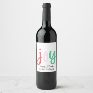 Simple colorful holiday Joy Wine Label