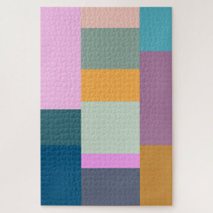 Simple Colorful Patchwork Geometric Shapes Design Jigsaw Puzzle