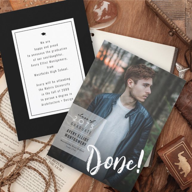 Simple Colour Box Minimalist Photo Graduation Announcement (Creator Uploaded)