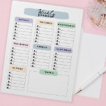 Simple Colour Changeable Brushstroke Weekly Planne Notepad<br><div class="desc">This customizable notepad is perfect for keeping your week organized! With seven columns for each day of the week and six rows for tasks or events,  you’ll never miss a beat. You can choose another colours using the Edit tool. Keep your schedule in check with this handy weekly planner!</div>