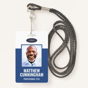 Simple Colour Custom Logo Employee Name Barcode Badge