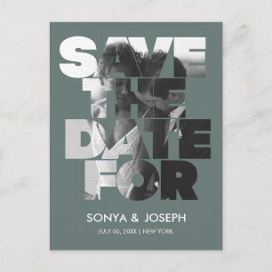 Simple Colour Elegant Text and Photo Save The Date Postcard