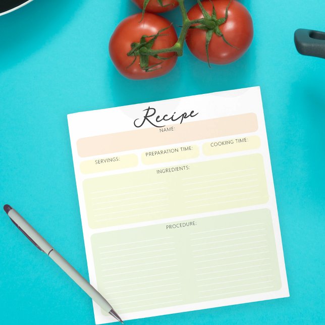 Simple Colour Modifiable Blank Sheet Cooking Recip Notepad (Creator Uploaded)