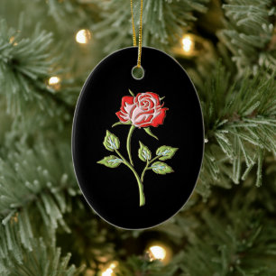 Simple Coloured Rose Ceramic Ornament