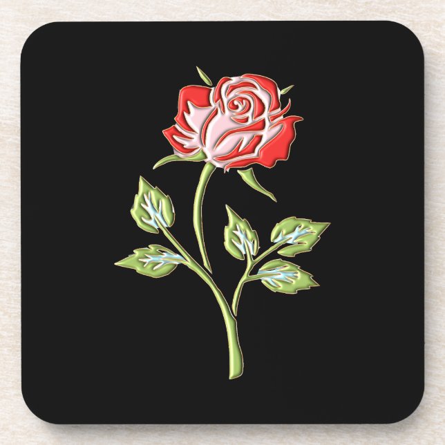 Simple Coloured Rose Coaster (Front)