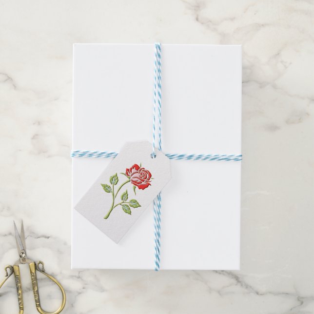 Simple Coloured Rose Gift Tags (With Twine)